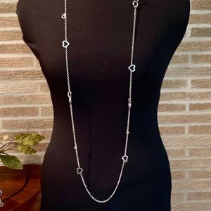 Long delicate silver necklace with ❤️